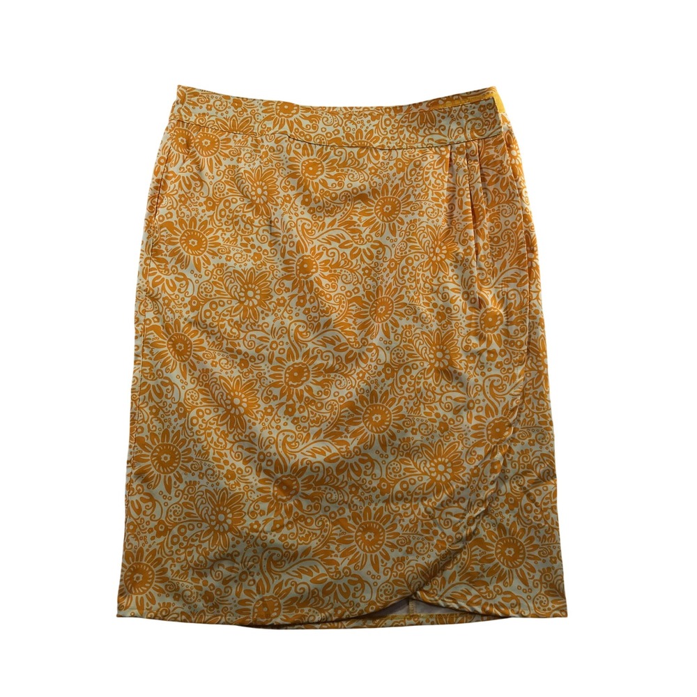RipSkirt Hawaii Orange Floral Paisley Wrap Skirt Medium Quick Dry Stretch Summer